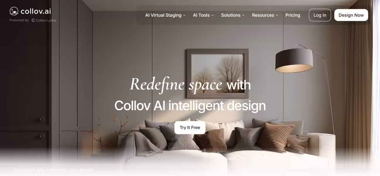 Screenshot of Collov AI landing page hero section