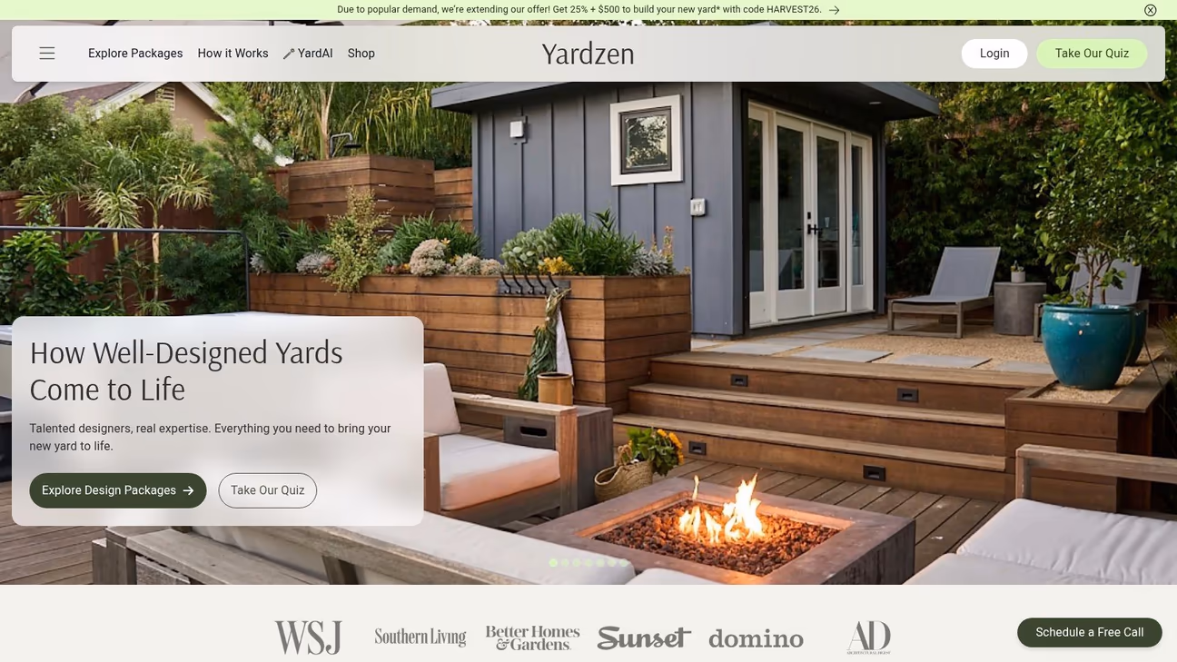 Screenshot of Yardzen landscape design service