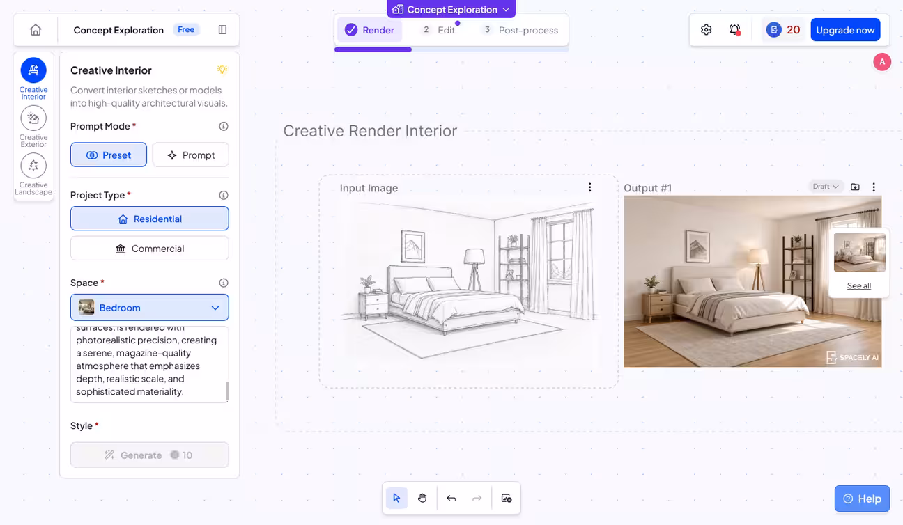 App interface of Spacely AI