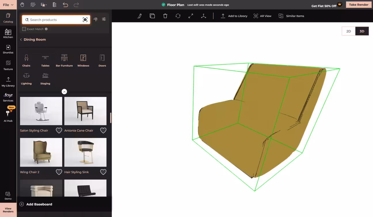 Screenshot of Foyr app interface