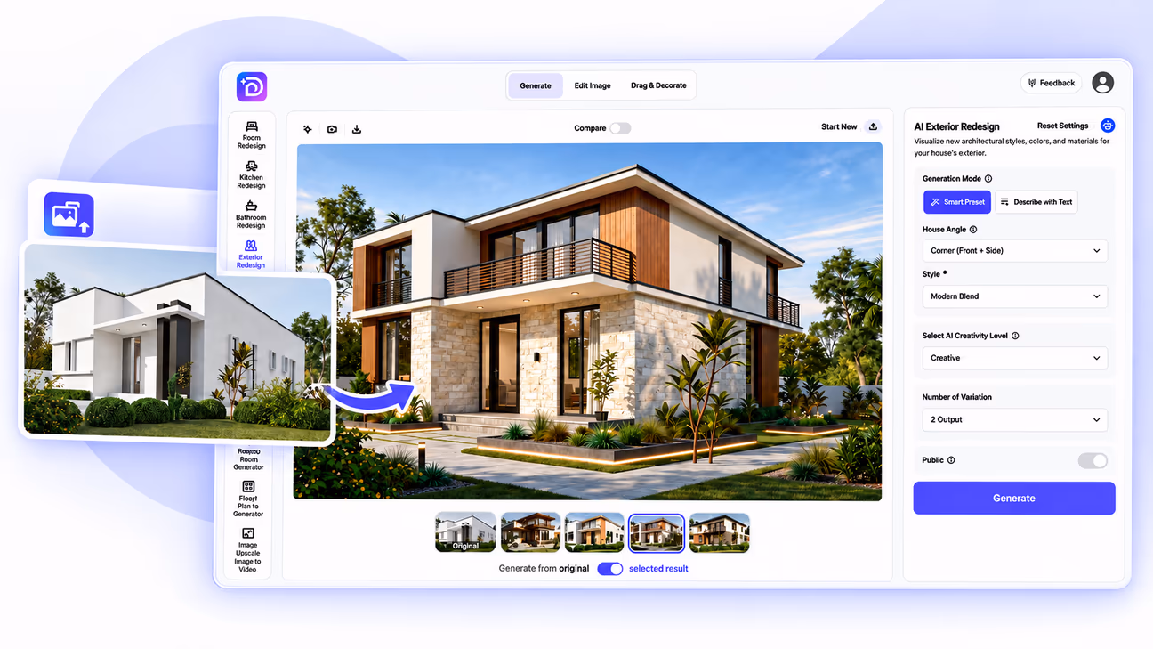 استخدام DecorAI لطلاء واجهة المنزل افتراضيا