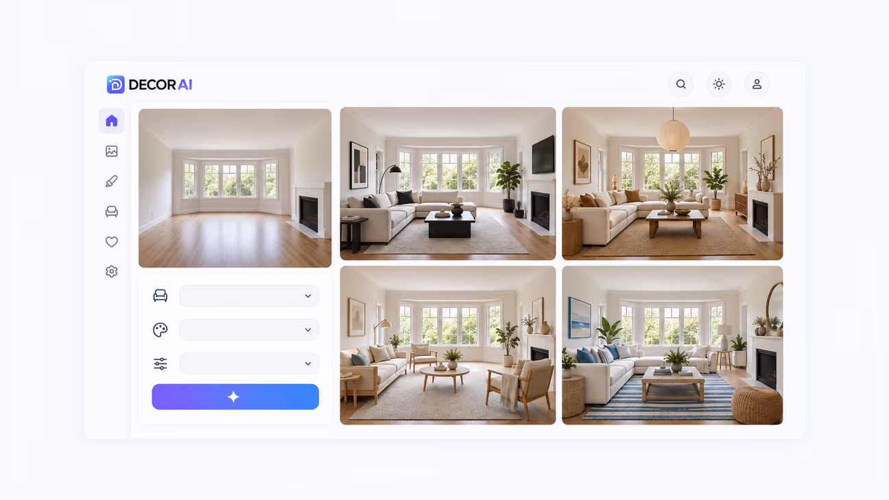 home decor ai apps showing decorai room redesign variations