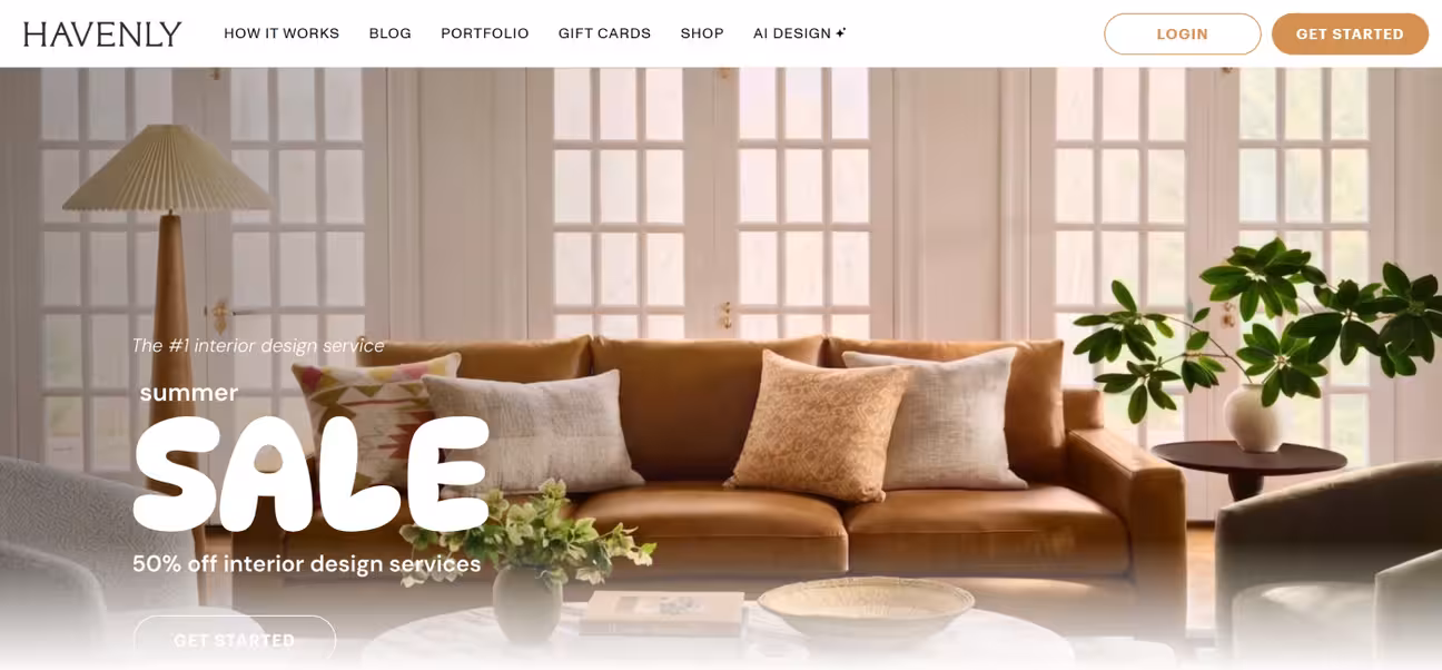 A screenshot of Havenly landing page.