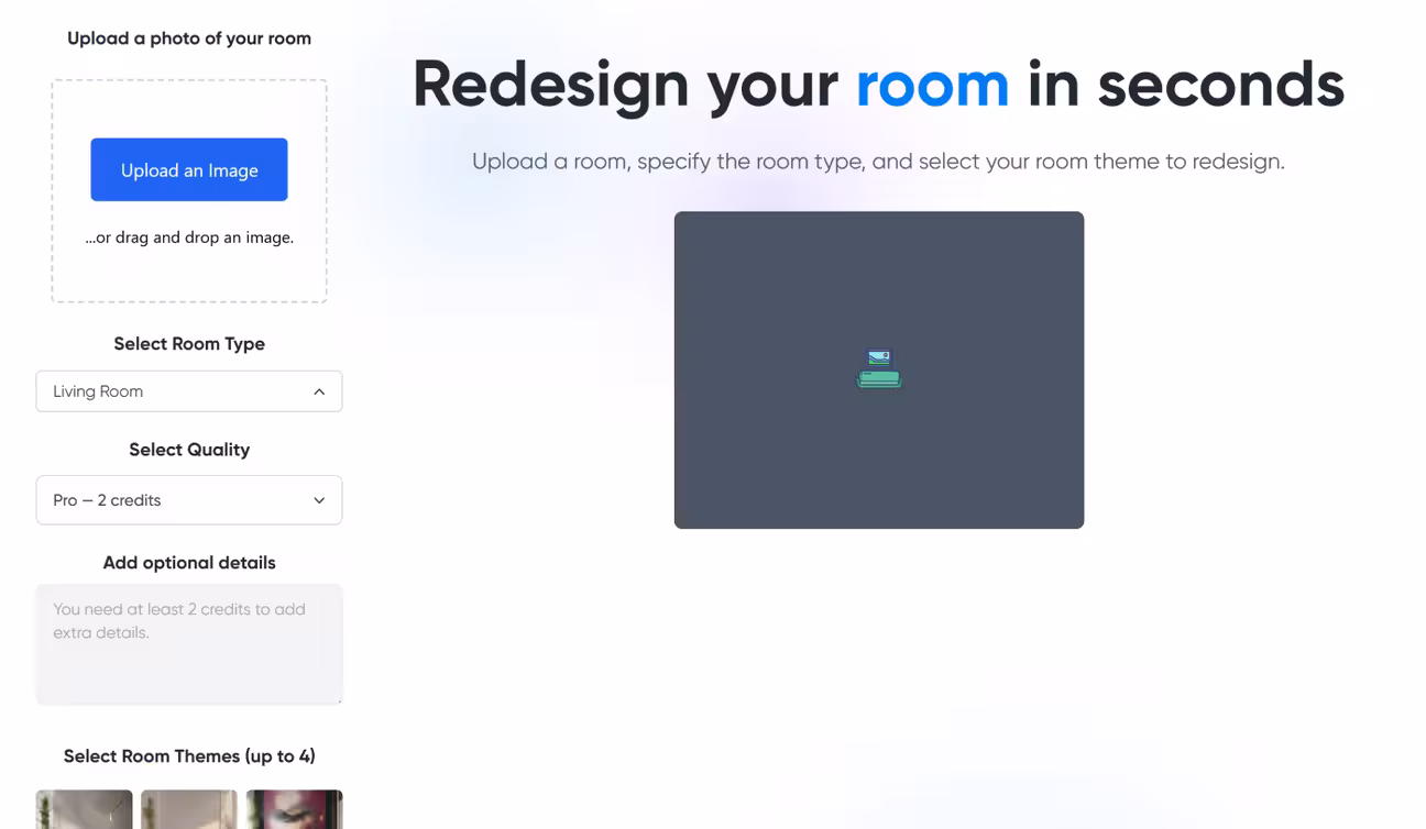 App interface screenshot of RoomGPT