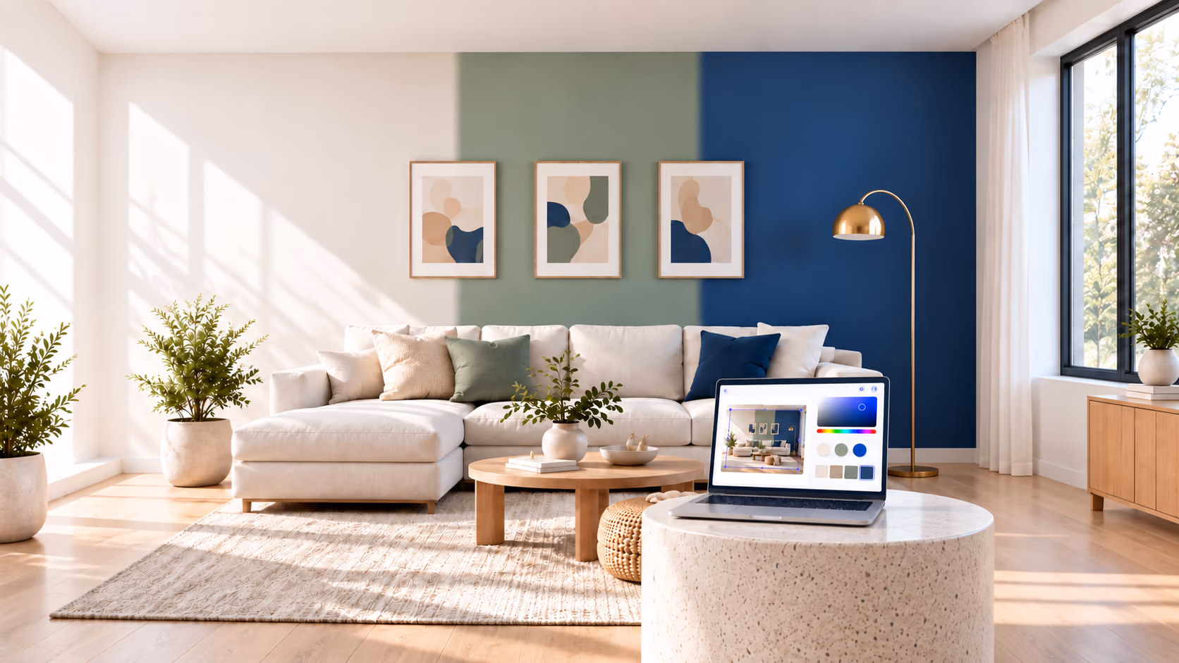 paint color visualizer showing different wall colors with ai design controls