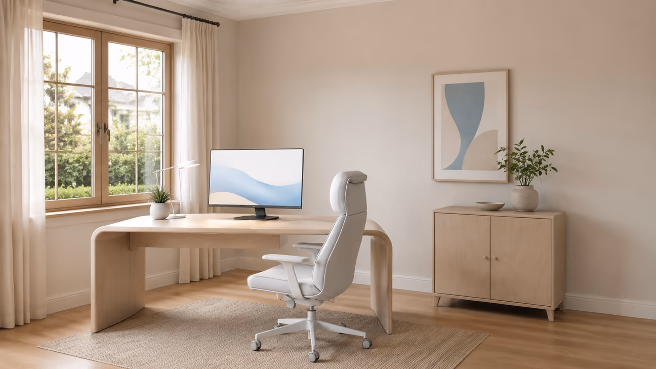 professionally decorated home workspace showing interior decorator cost factors