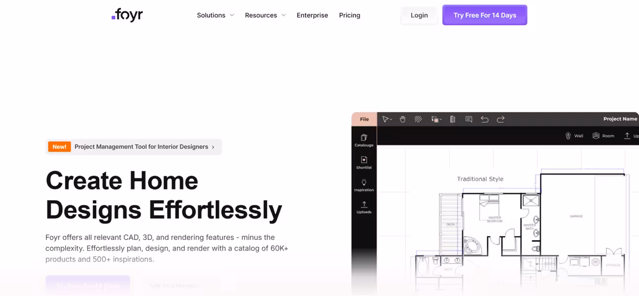 Screenshot of Foyr app interface 
