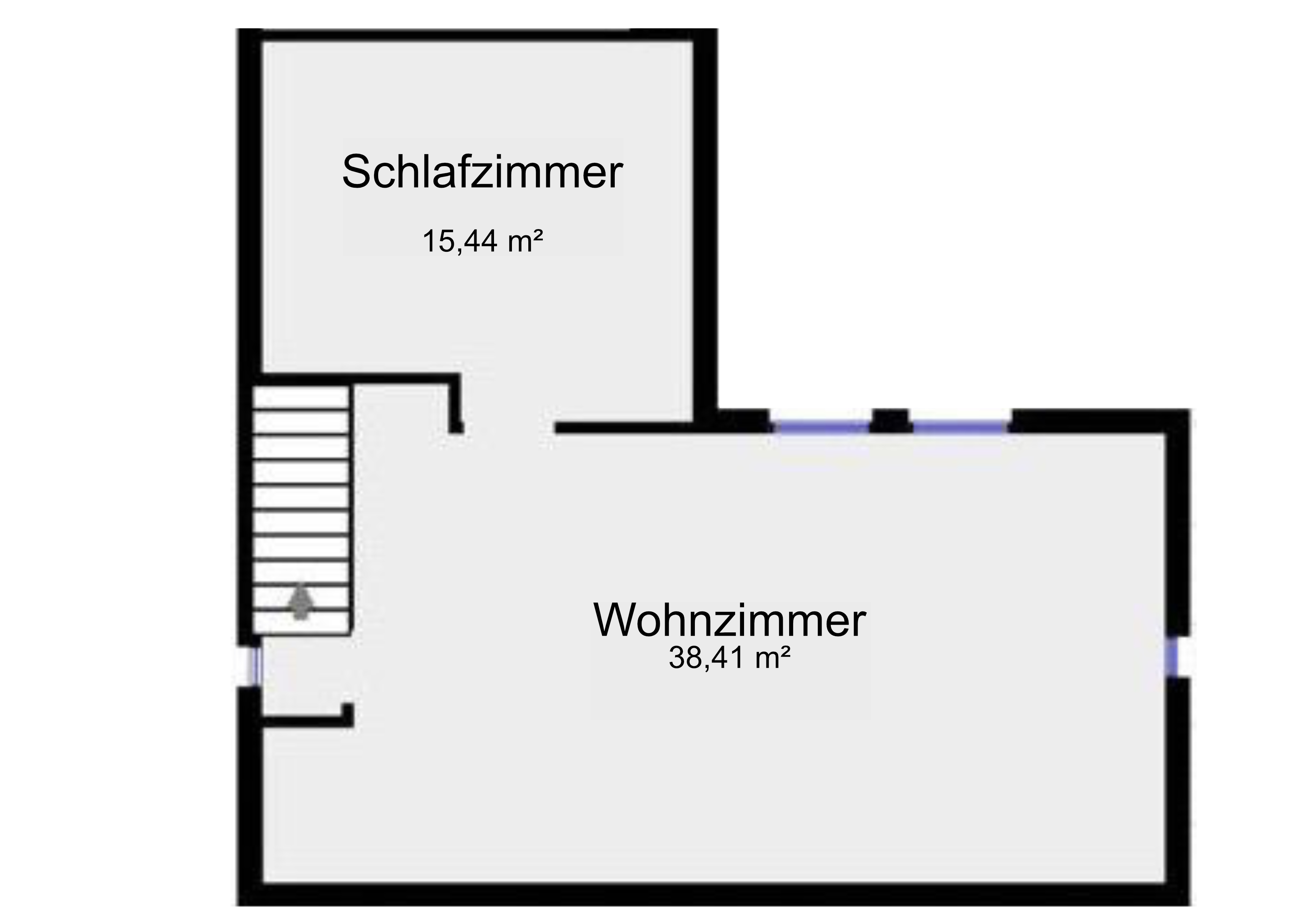A 2D Apartment Floor Plan with Bedroom and Living Room